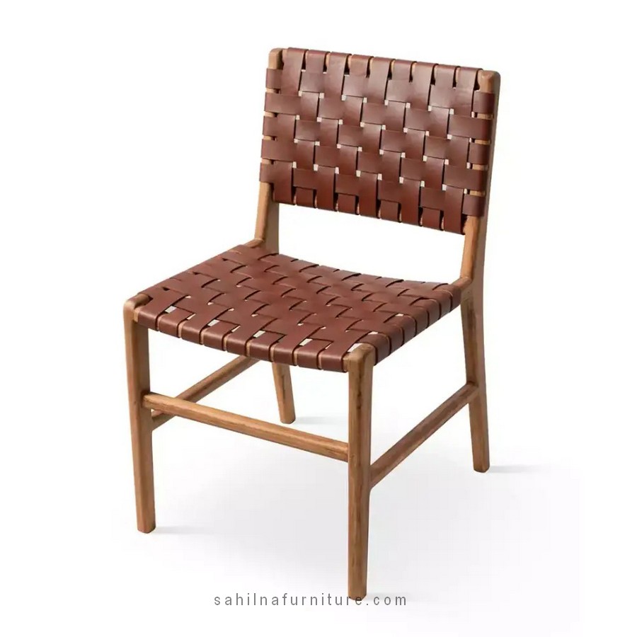 Teak Wood & Genuine Leather Dining Chairs
