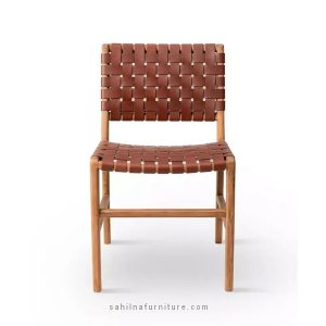Teak Wood & Genuine Leather Dining Chairs