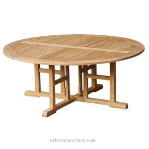 round teak outdoor dining table