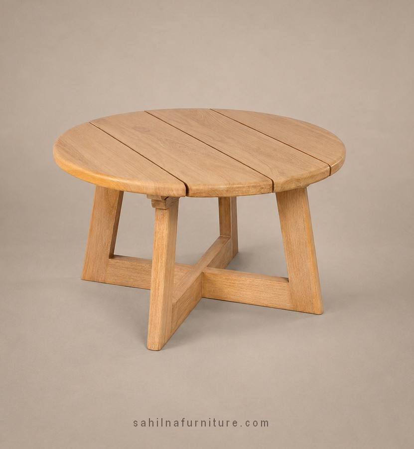 solid teak coffee table round
