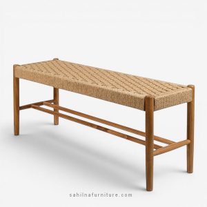 teak and rope bench