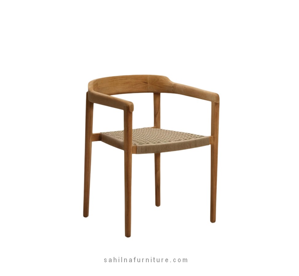 teak and rope chair