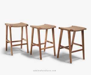 solid teak and synthetic rattan bar stool