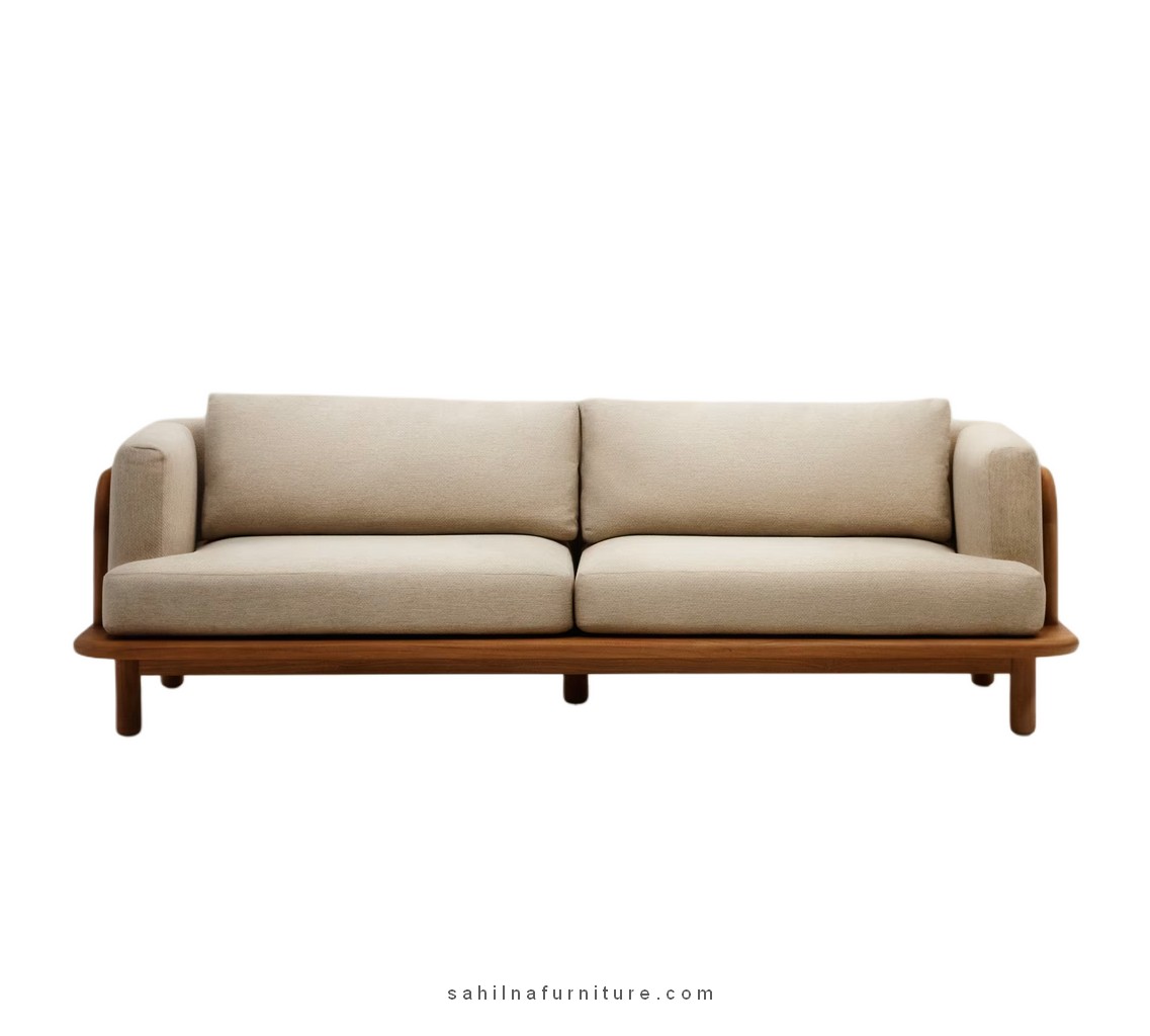teak patio sofa with cushion