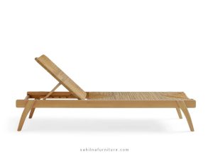 teak synthetic rattan sun lounger