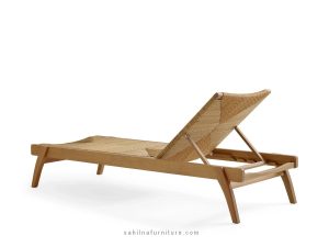 teak synthetic rattan sun lounger