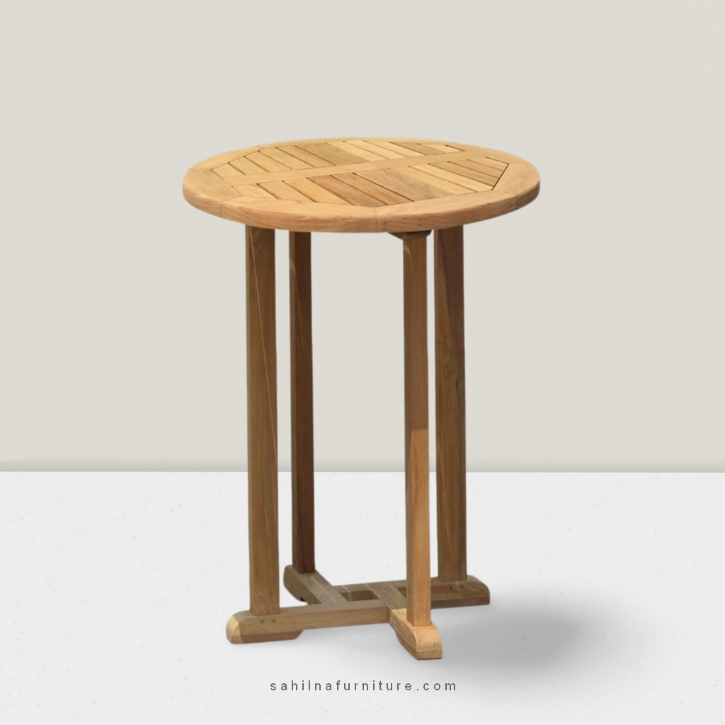 round teak outdoor bar table