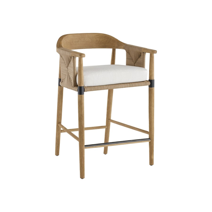 teak and rope bar chair