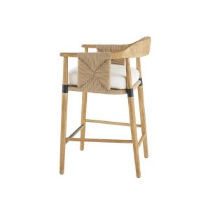 teak and rope bar chair
