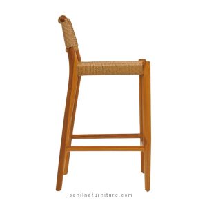 teak and synthetic rattan bar stool
