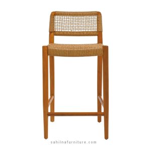 teak and synthetic rattan bar stool