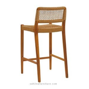 teak and synthetic rattan bar stool