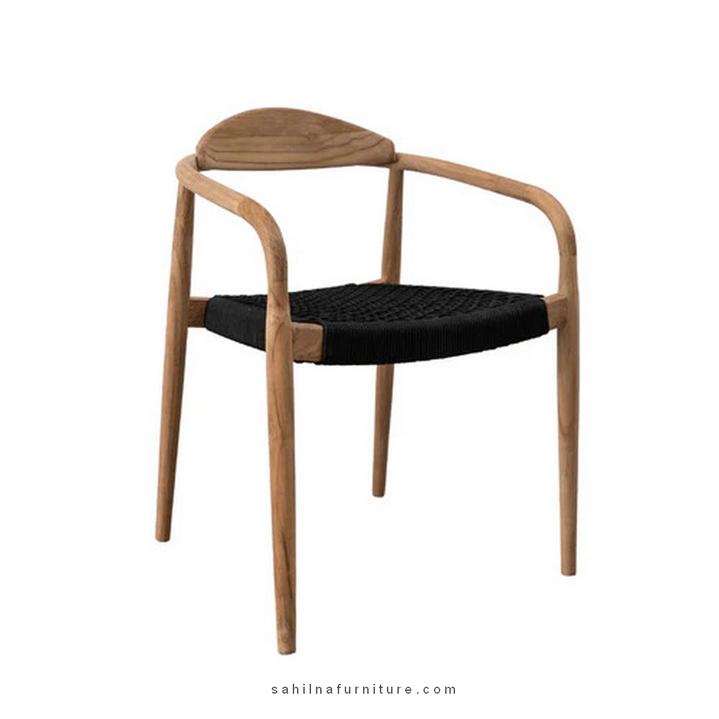 teak and synthetic rope dining chair