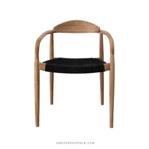 teak and synthetic rope dining chair