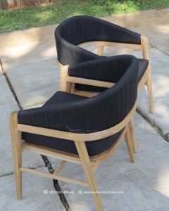 teak wood and rope dining armchair