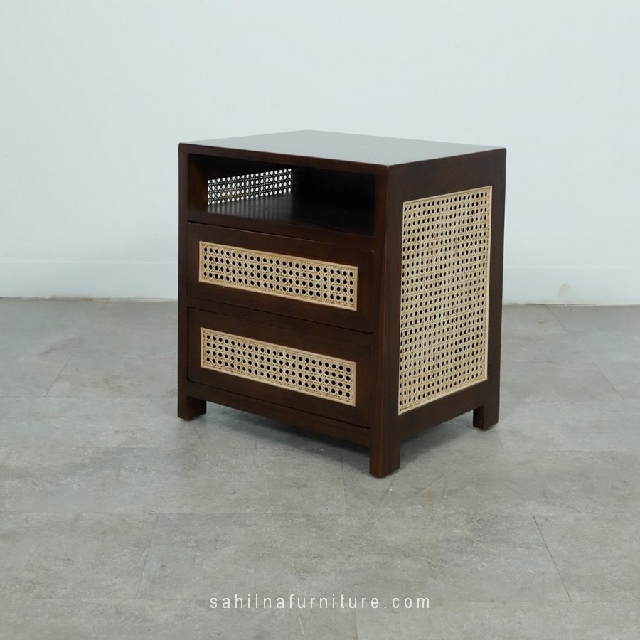 rattan cane nightstand