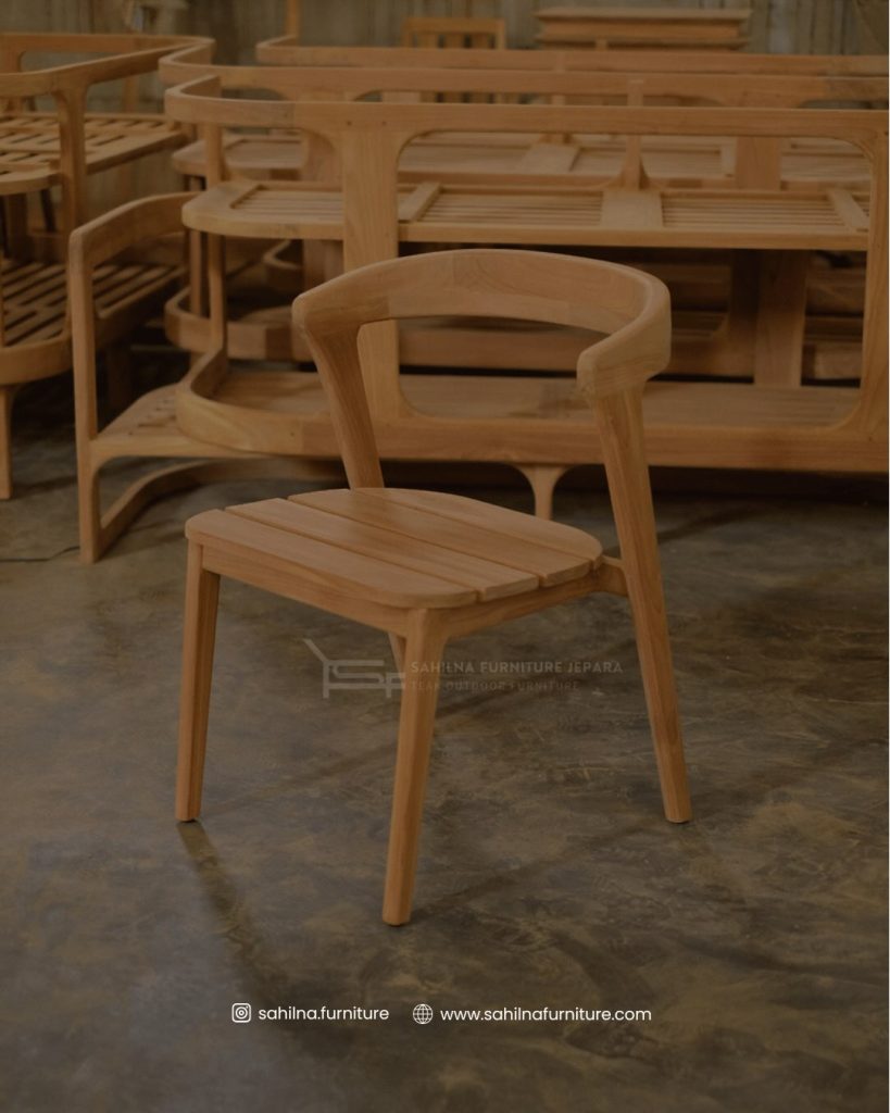 solid teak outdoor dining armchair
