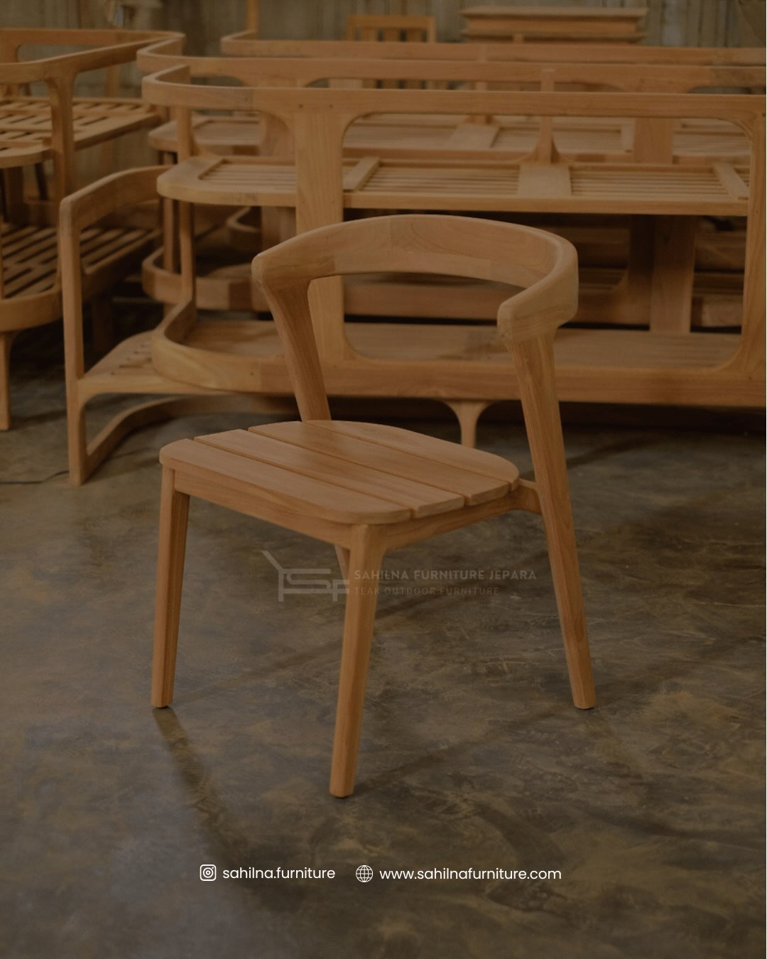 solid teak outdoor dining armchair