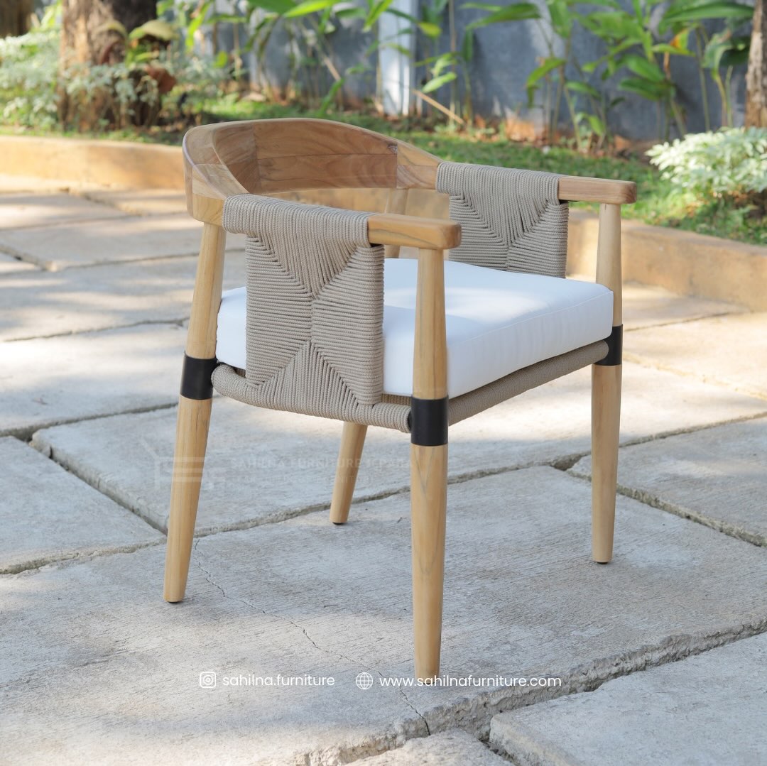 teak outdoor dining armchair
