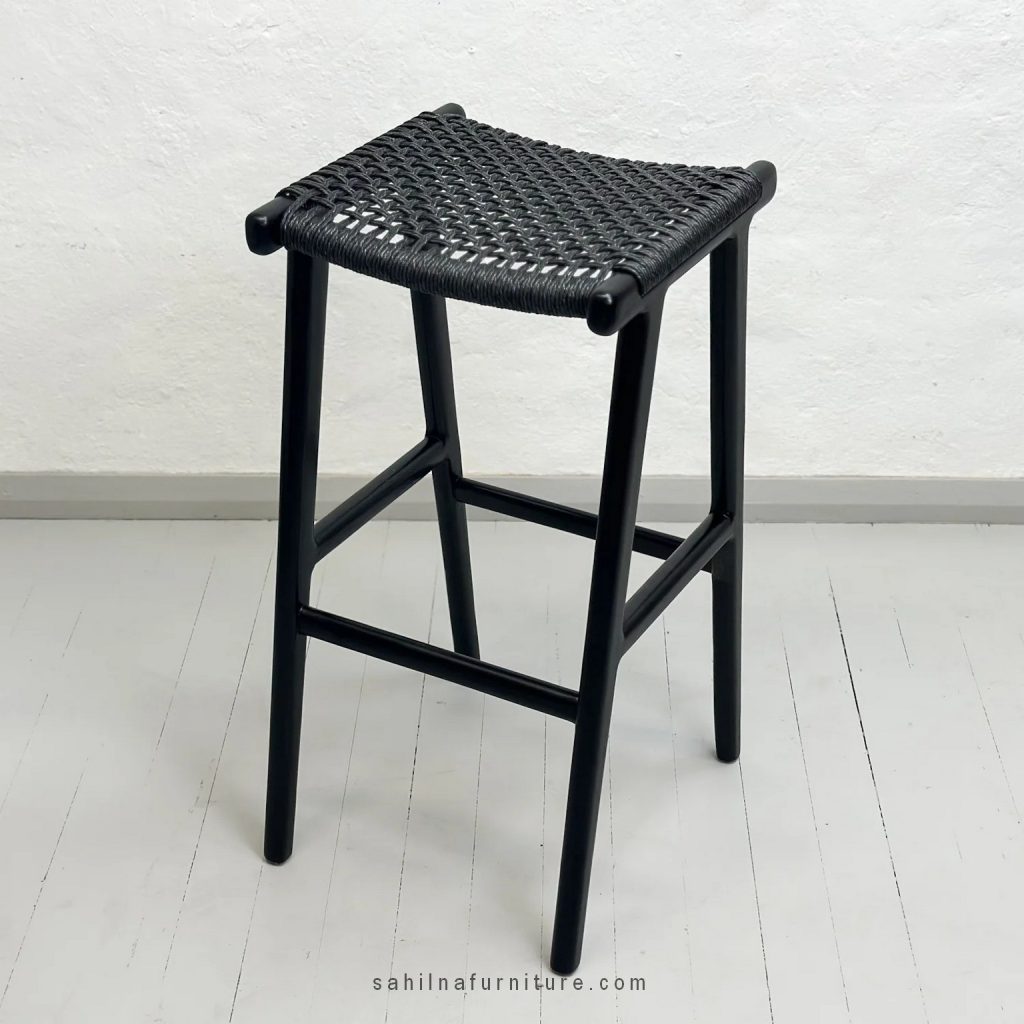teak and synthentic rattan bar stool
