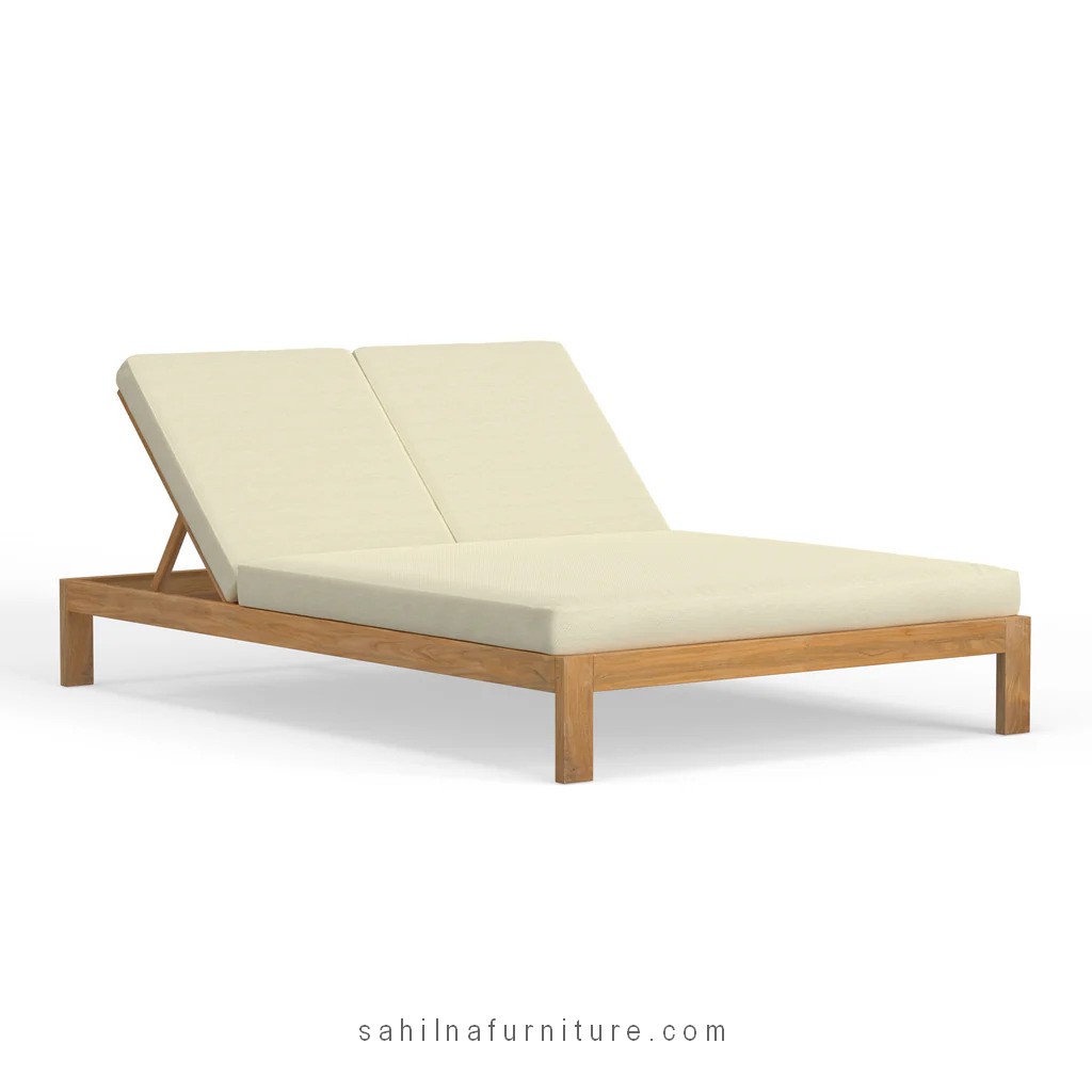 teak double chaise lounge