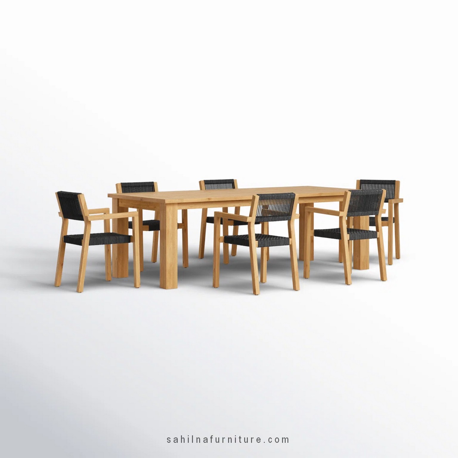 teak and rope outdoor dining set