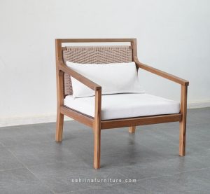 teak rattan armchair