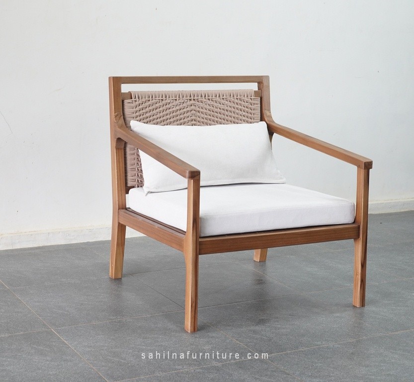 teak rattan armchair