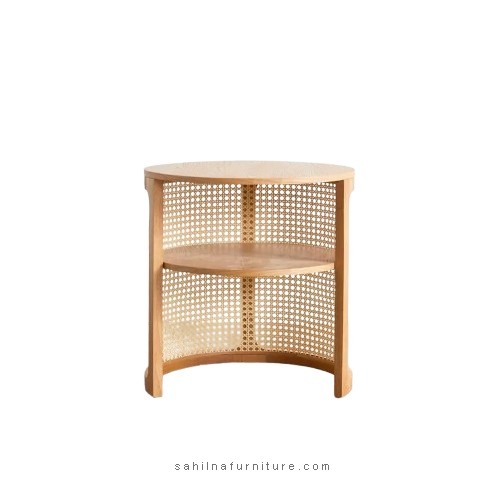 teak & rattan round table