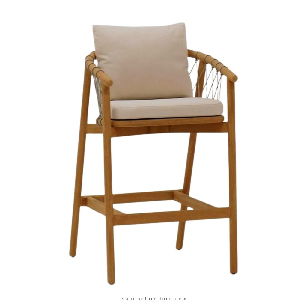 teak wood and rope bar chair