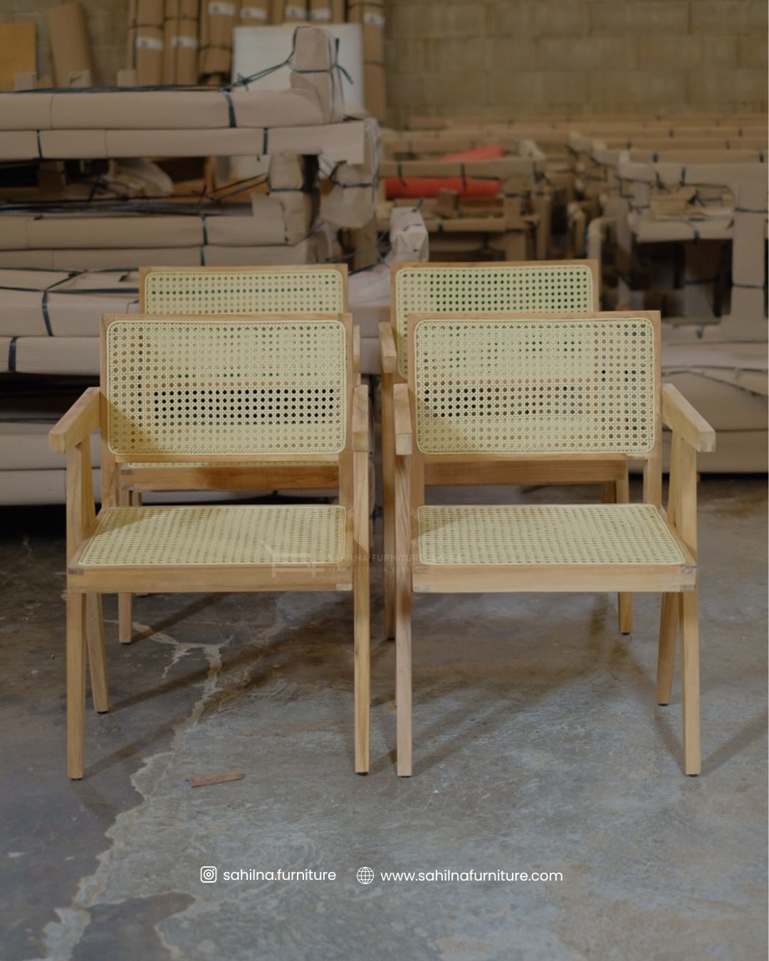 teak and rattan dining armchair