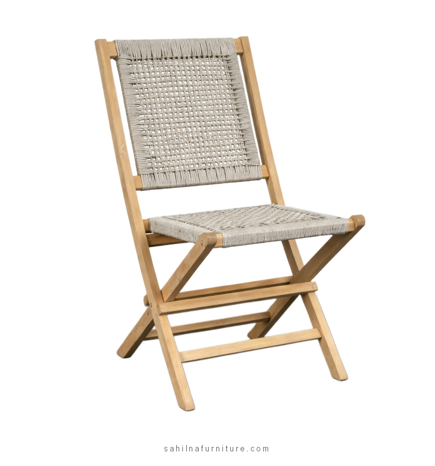 teak and synthetic rattan folding chair