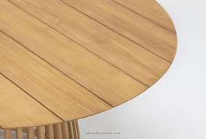 teak round garden dining table