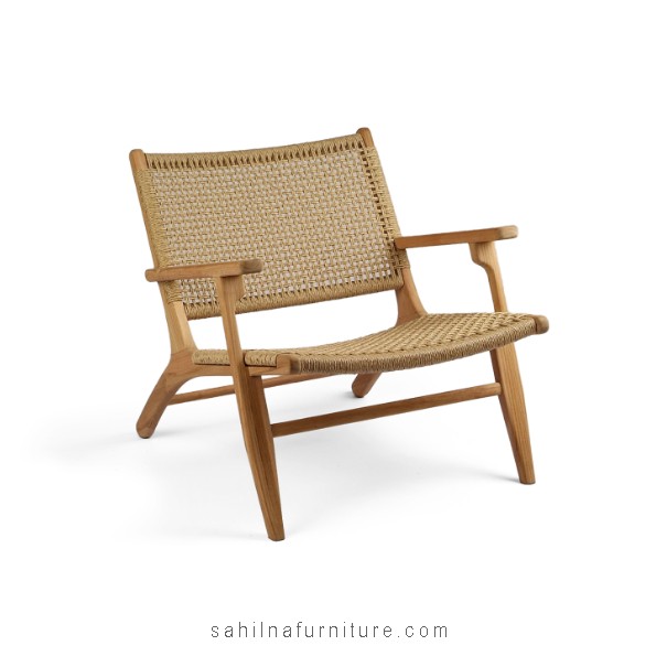 teak woven lounge armchair