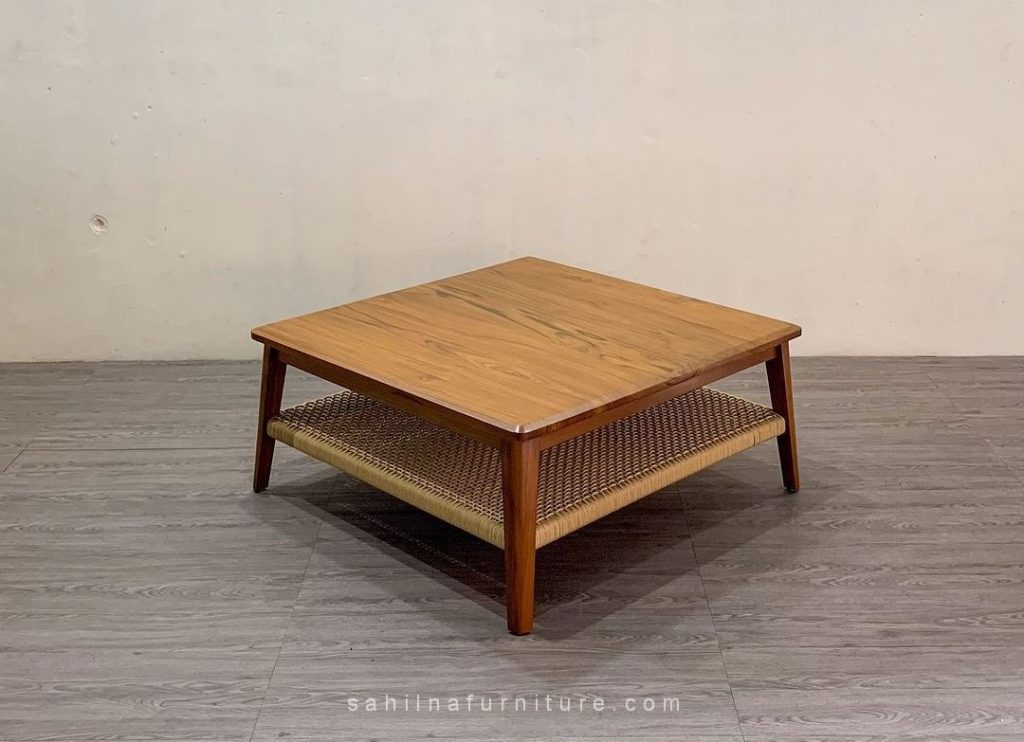 teak woven square coffee table